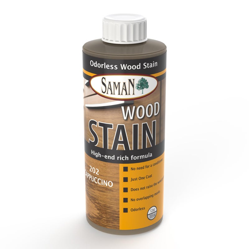 SamaN Interior Water Based Wood Stain - Natural Stain for Furniture, Moldings, Wood Paneling, Cabinets (Cappuccino TEW-202-12, 12 oz) - Image 1